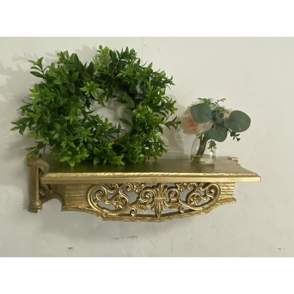 1970s Dart Ind. Syroco Gold-Tone Plastic Wall‎ Shelf Vintage, Made in USA